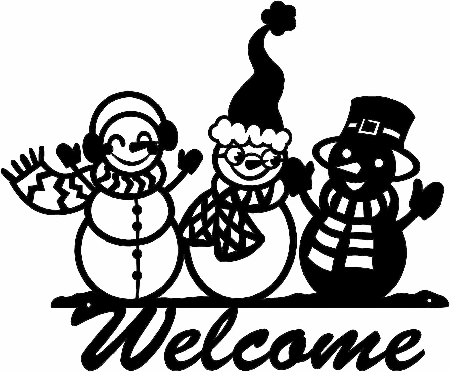 Charming Three Snowman Welcome Sign for a Winter Wonderland (U32)