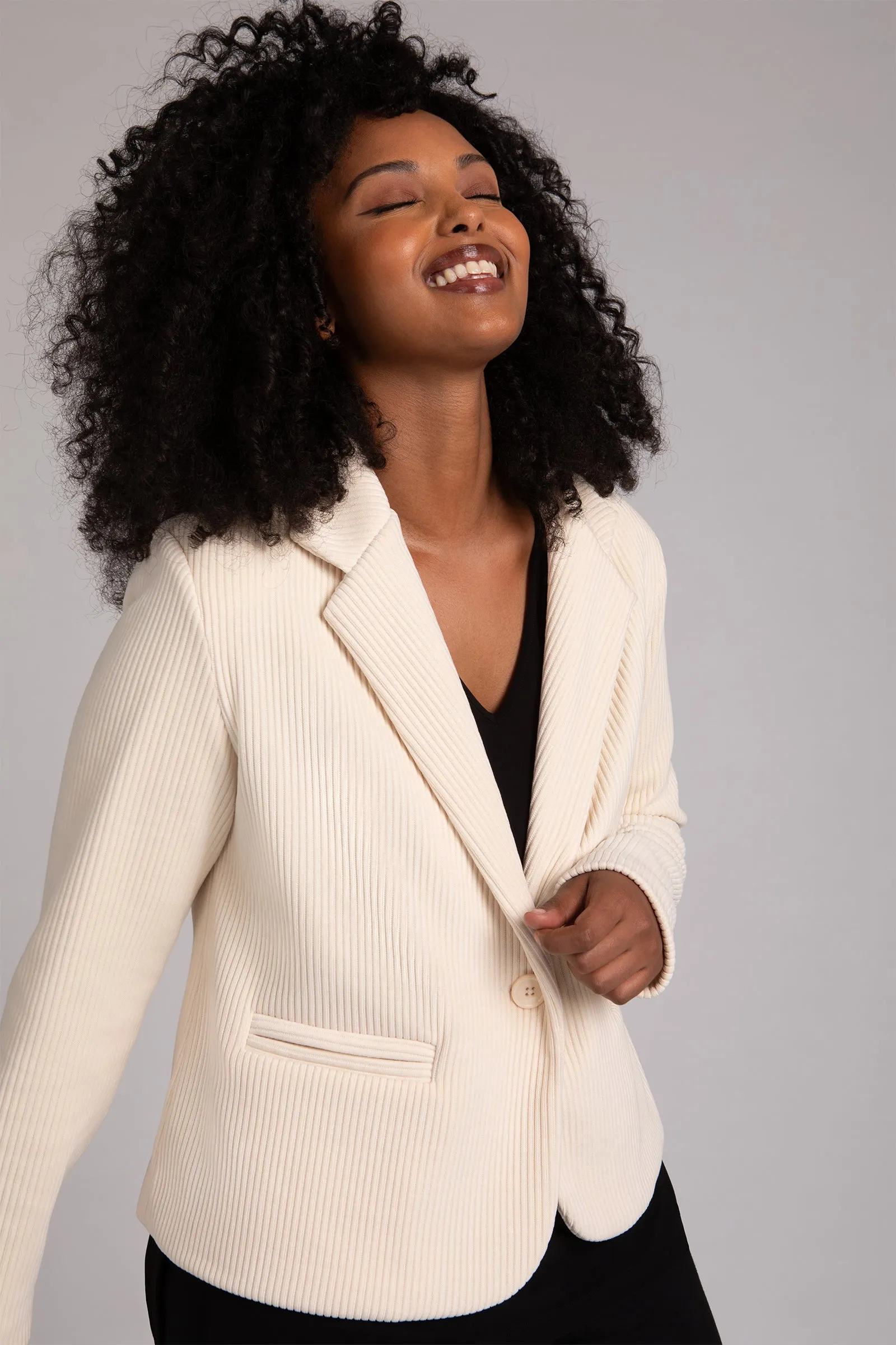 Chenille Cord Classic Blazer | Antique White