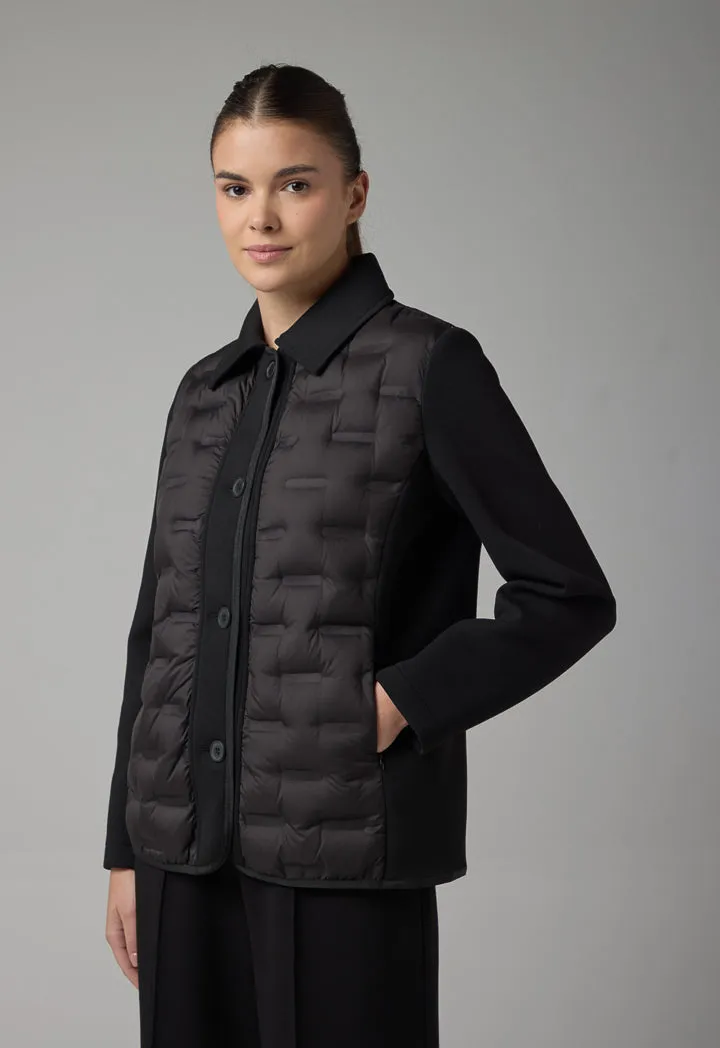 Choice Solid Long Sleeve Quilted Jacket Black