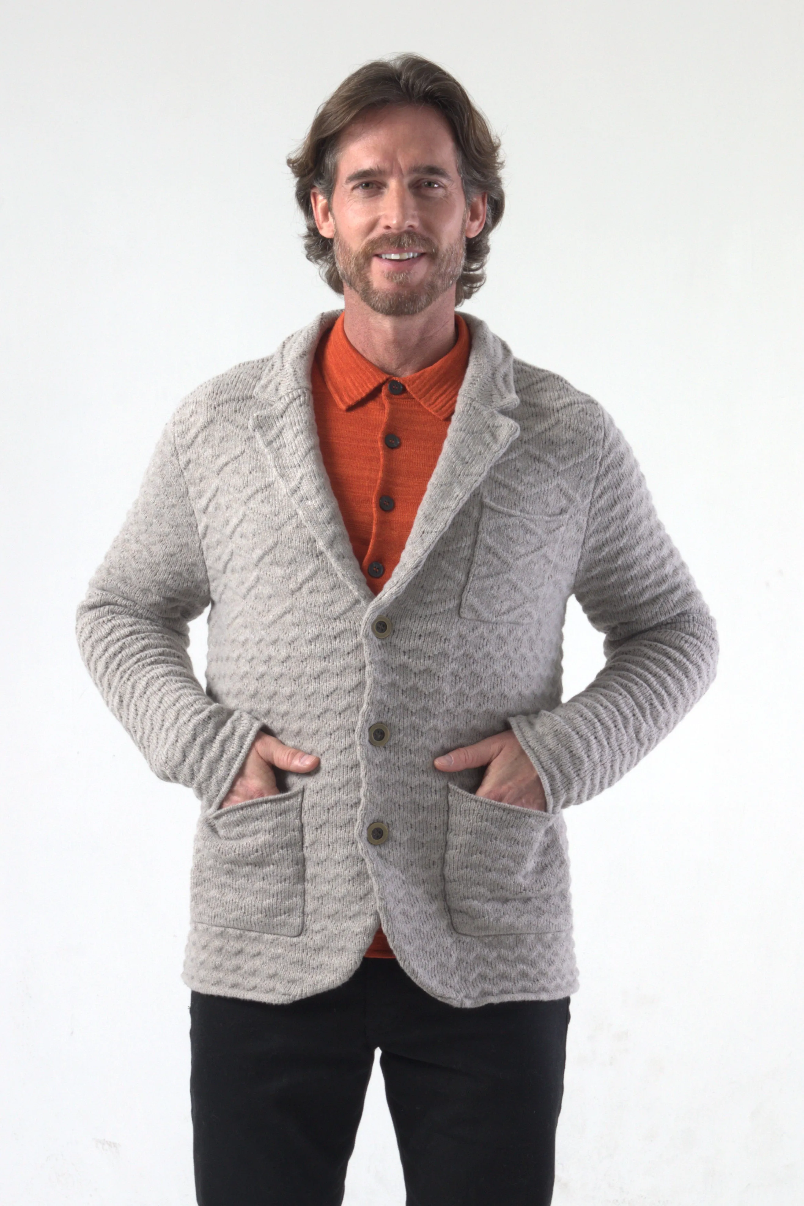 Chunky Fish Wave Knit Blazer