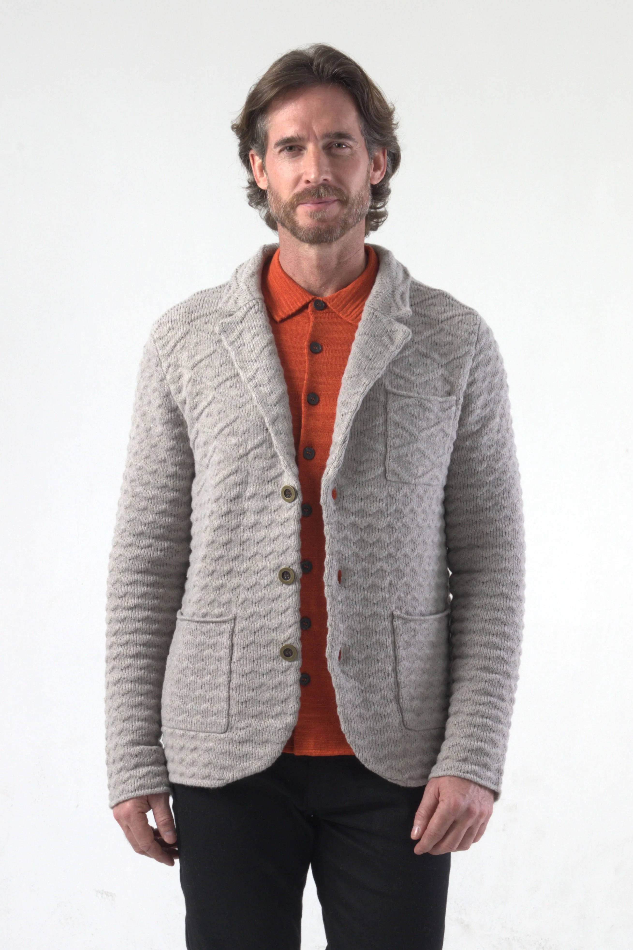 Chunky Fish Wave Knit Blazer