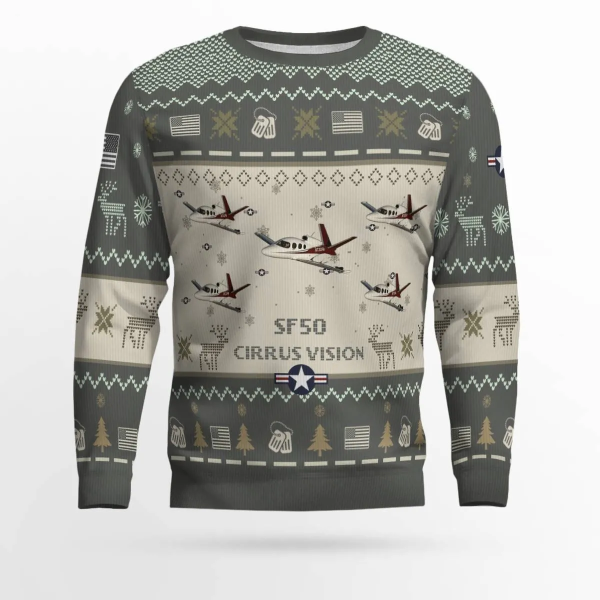 Cirrus Vision SF50_Aircraft Ugly Sweater, Ugly Sweater Christmas Shirt for Men Dad Veteran