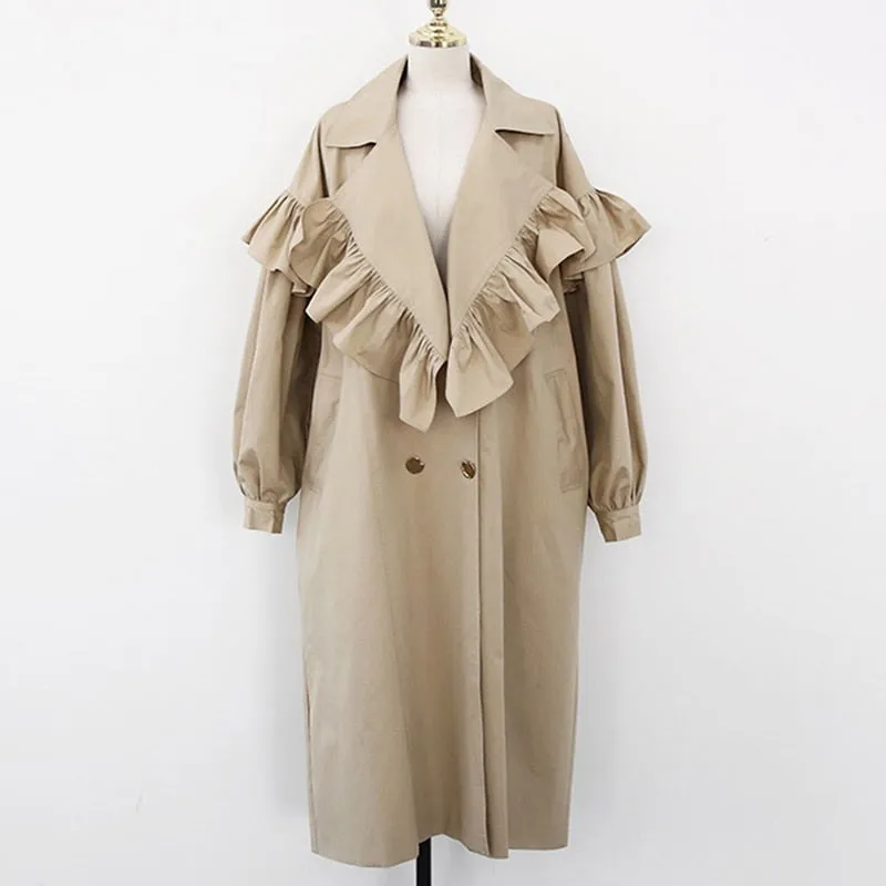 Claudia Ruffle Collar Trench Coat