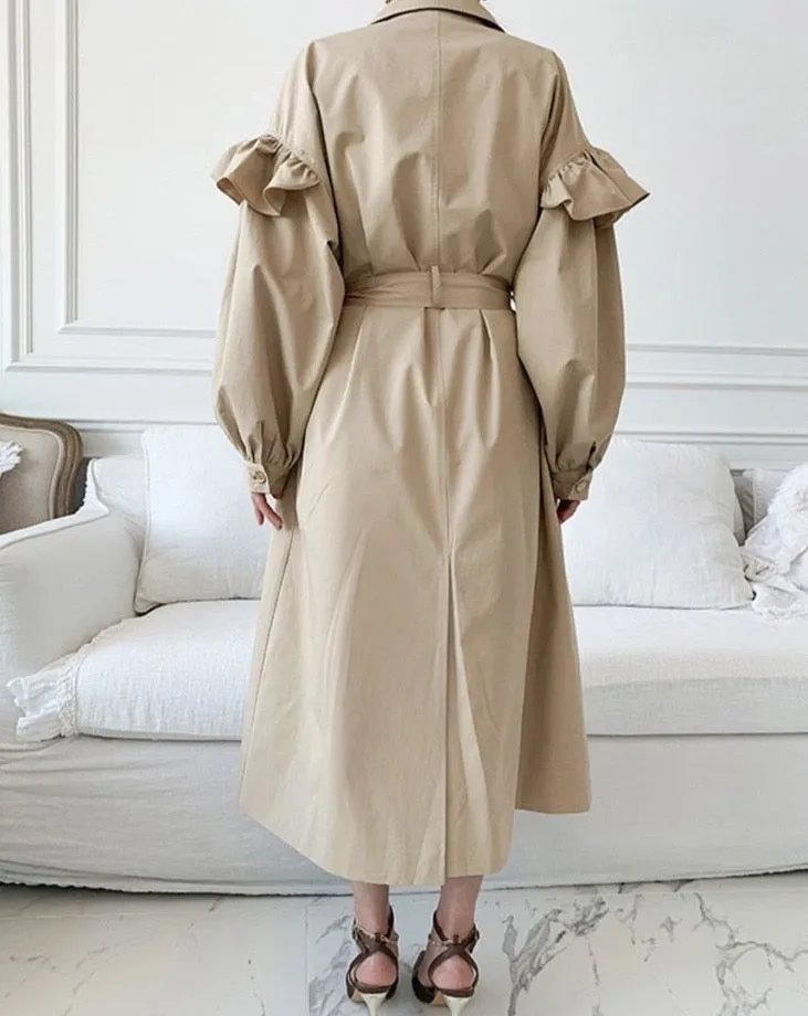 Claudia Ruffle Collar Trench Coat