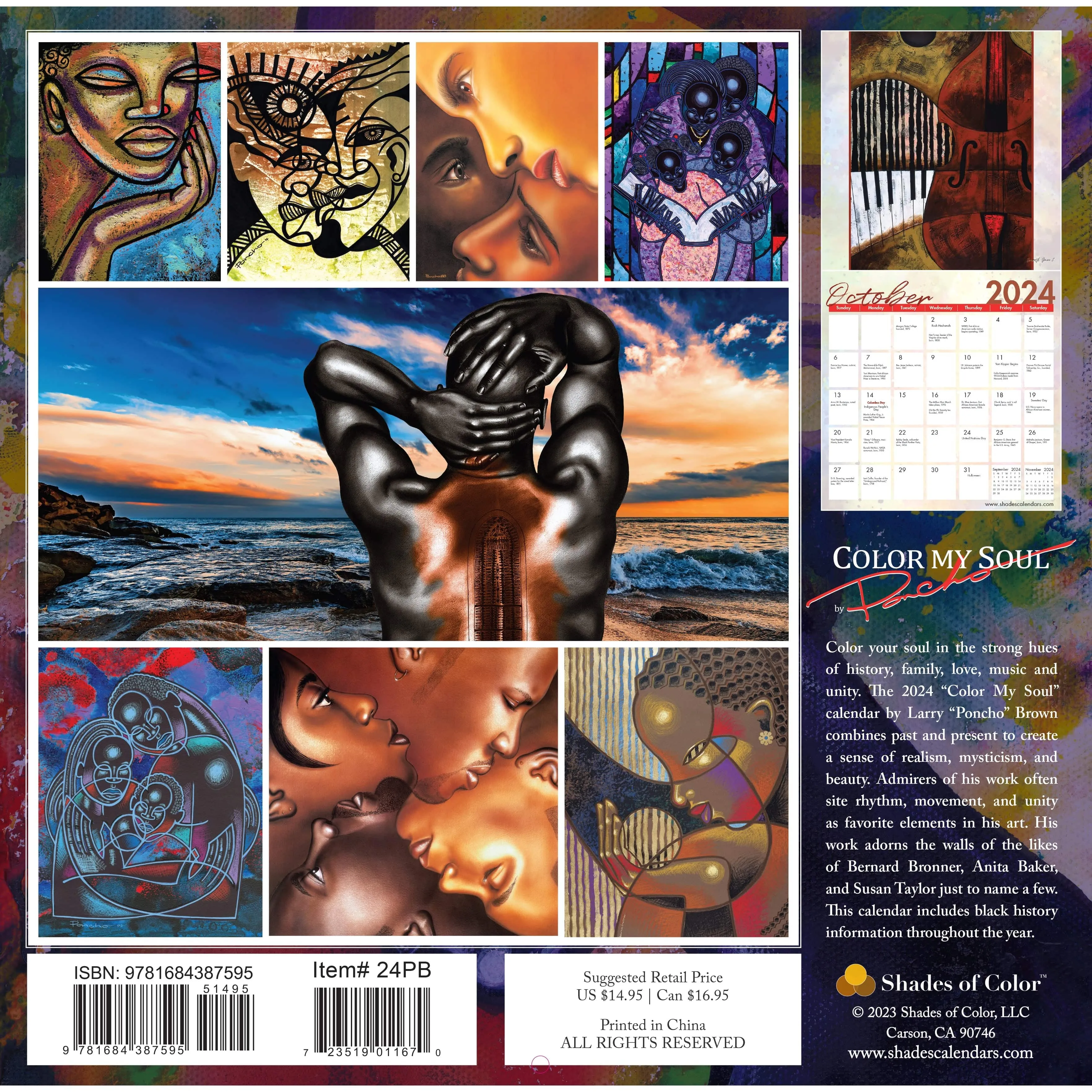 Color My Soul: The Art of Larry "Poncho" Brown 2024 Wall Calendar