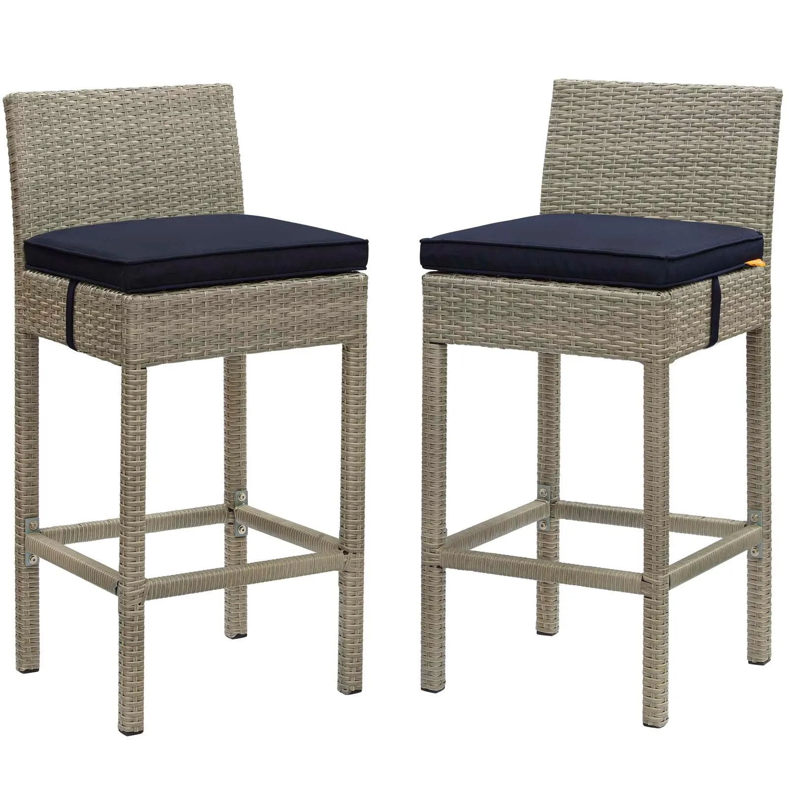 Conduit Bar Stool Outdoor Patio Wicker Rattan Set of 2