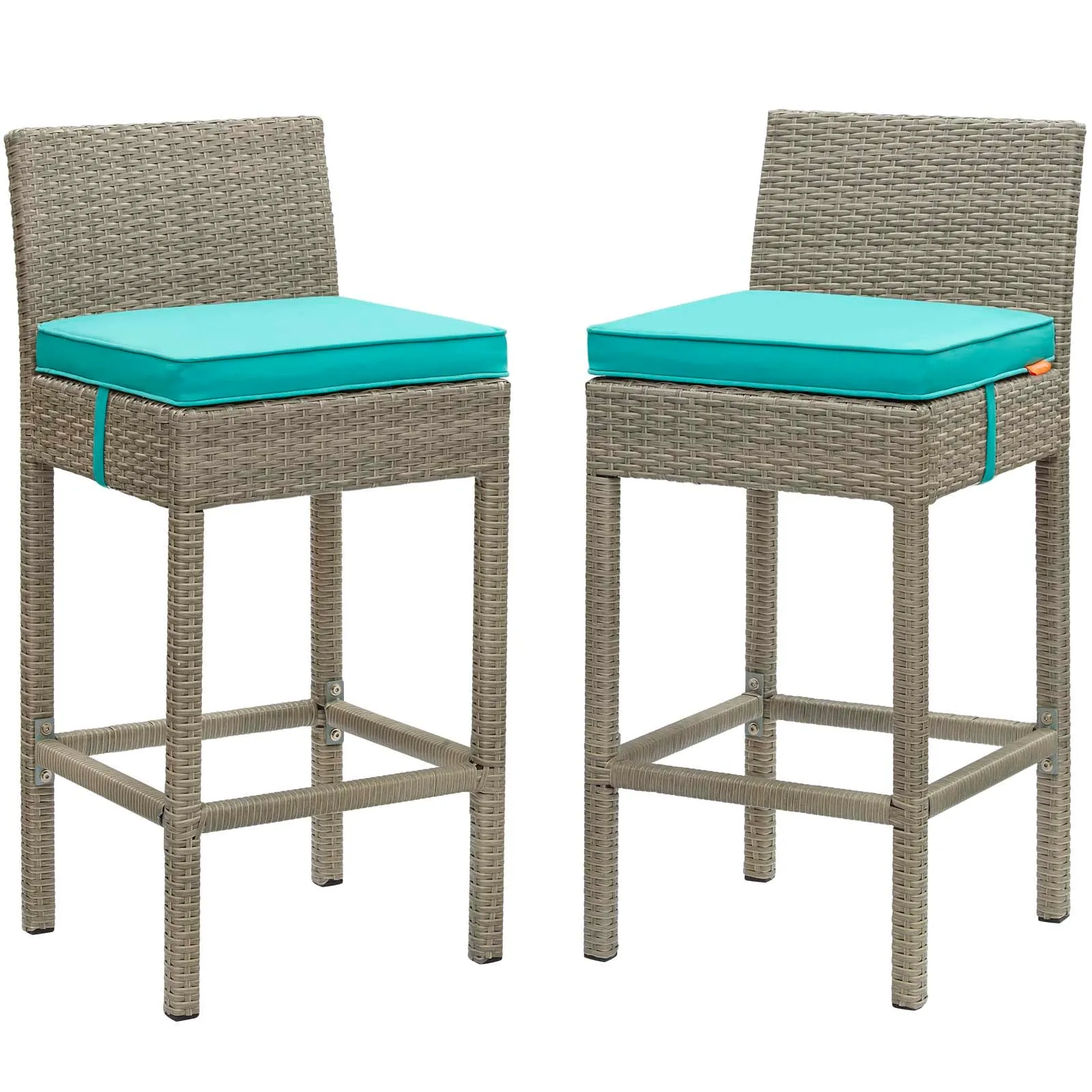 Conduit Bar Stool Outdoor Patio Wicker Rattan Set of 2