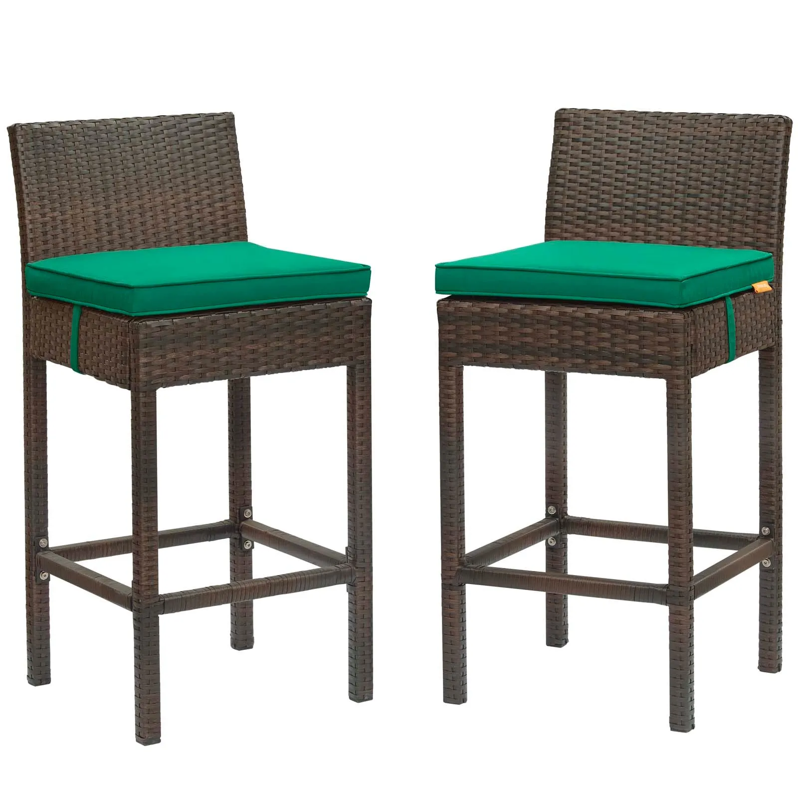 Conduit Bar Stool Outdoor Patio Wicker Rattan Set of 2