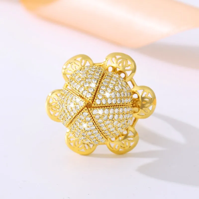 Creative adjustable flower blossom ring