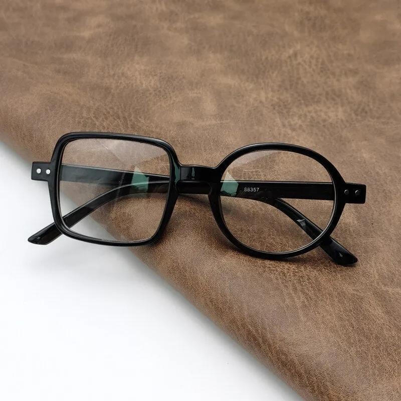 Cubojue Unisex Eyeglasses Ultra-light Frame One Round One Square