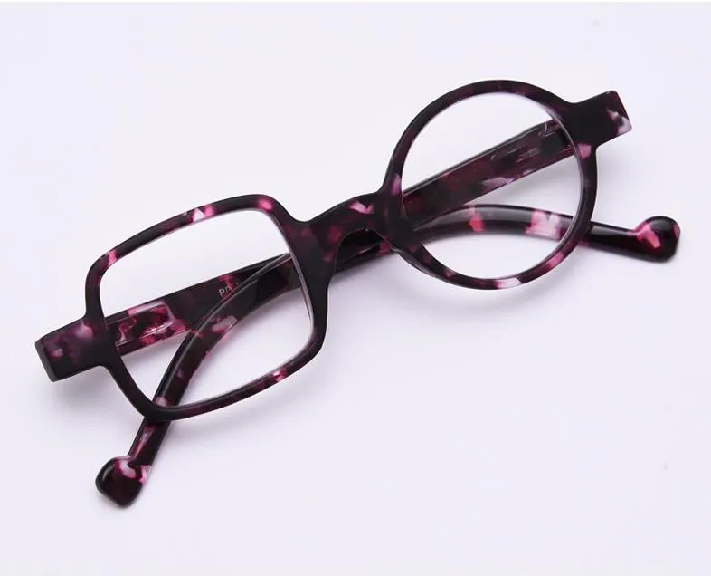 Cubojue Unisex Eyeglasses Ultra-light Frame One Round One Square