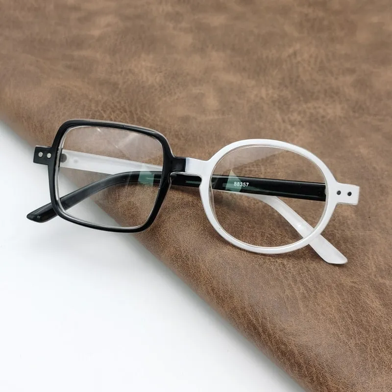 Cubojue Unisex Eyeglasses Ultra-light Frame One Round One Square