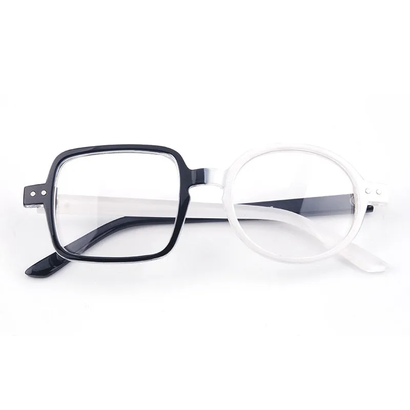 Cubojue Unisex Eyeglasses Ultra-light Frame One Round One Square