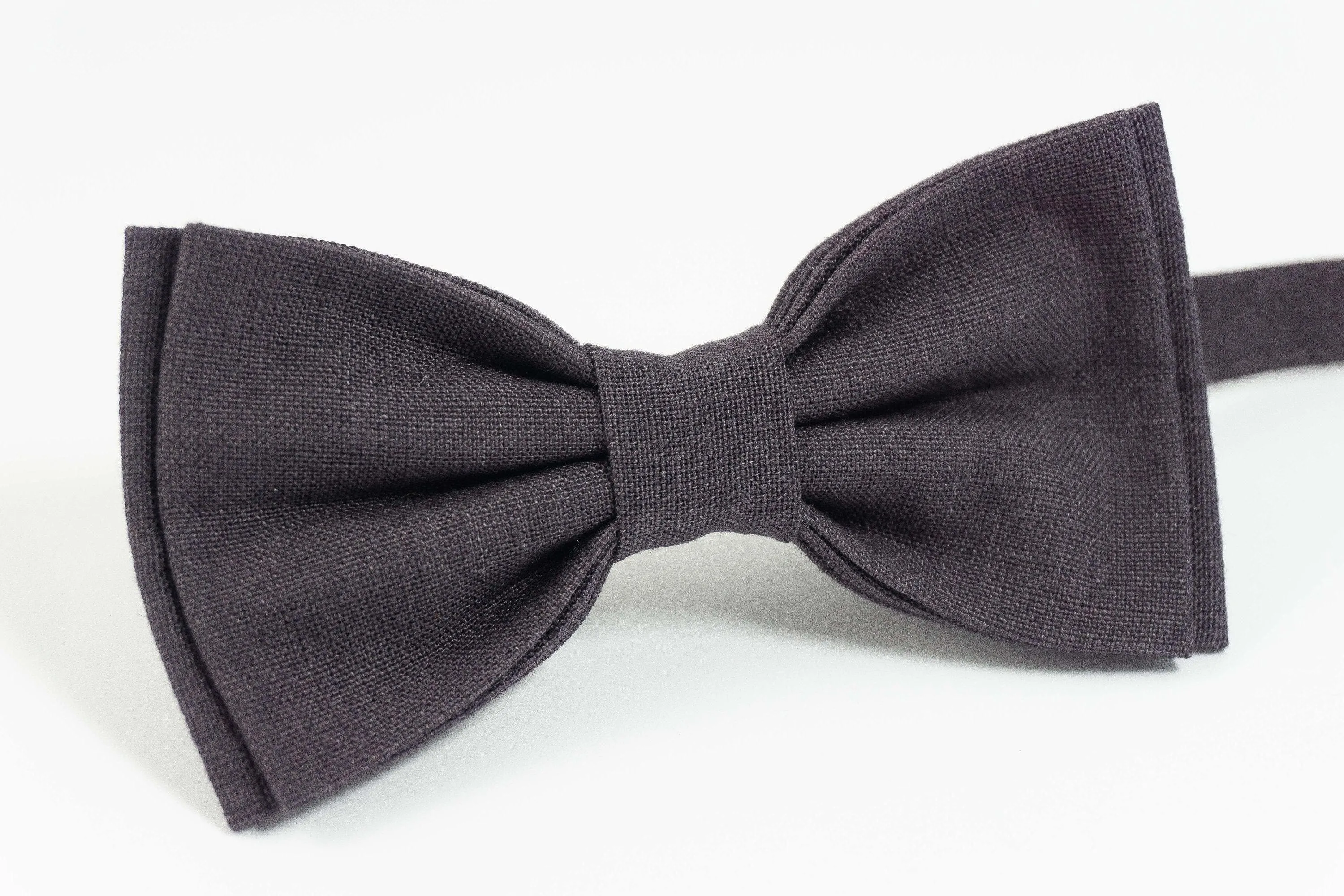 Dark brown pre tied bow ties for you groom | High Quality Linen pre tied bow ties for you weddings - High quality adjustable strap