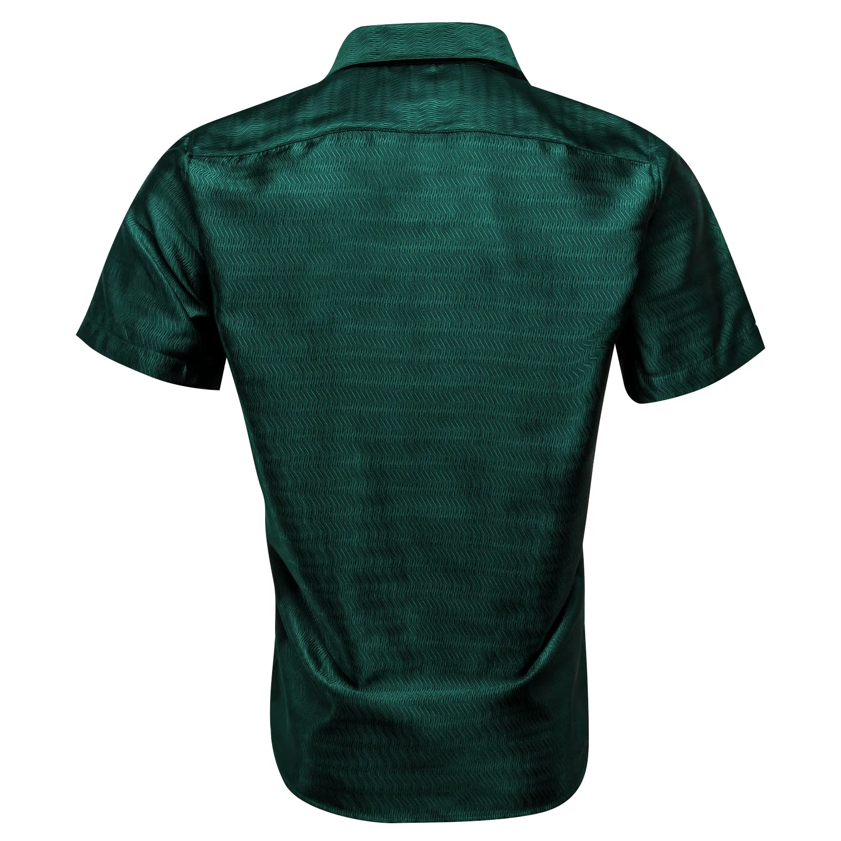 Dark Green Striped Men's Short Sleeve Summer Shirt