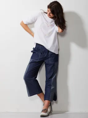 Denim Panelled Pants