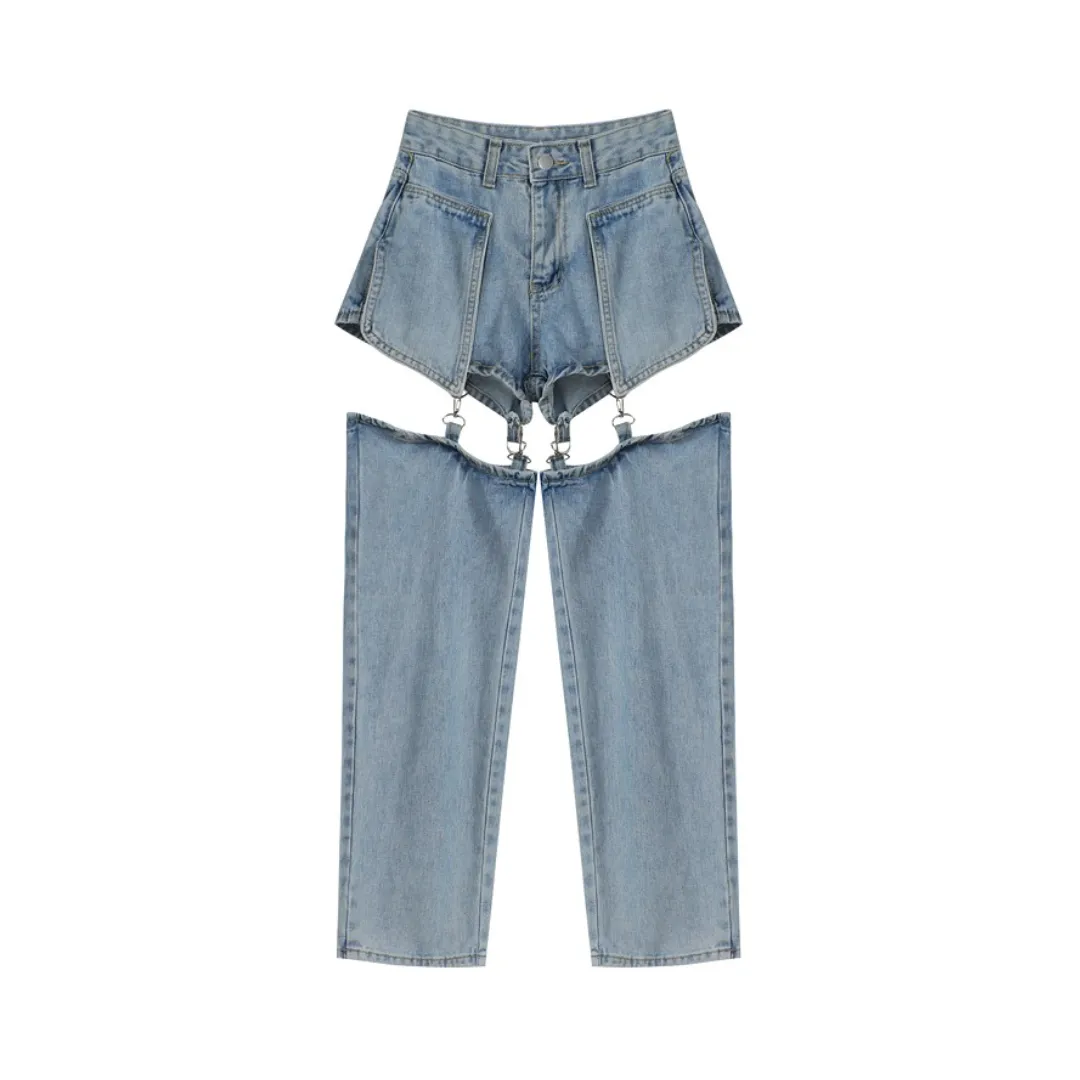 Detachable Leg Baggy Jeans