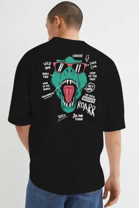 Dino Oversized Black T-Shirt Back