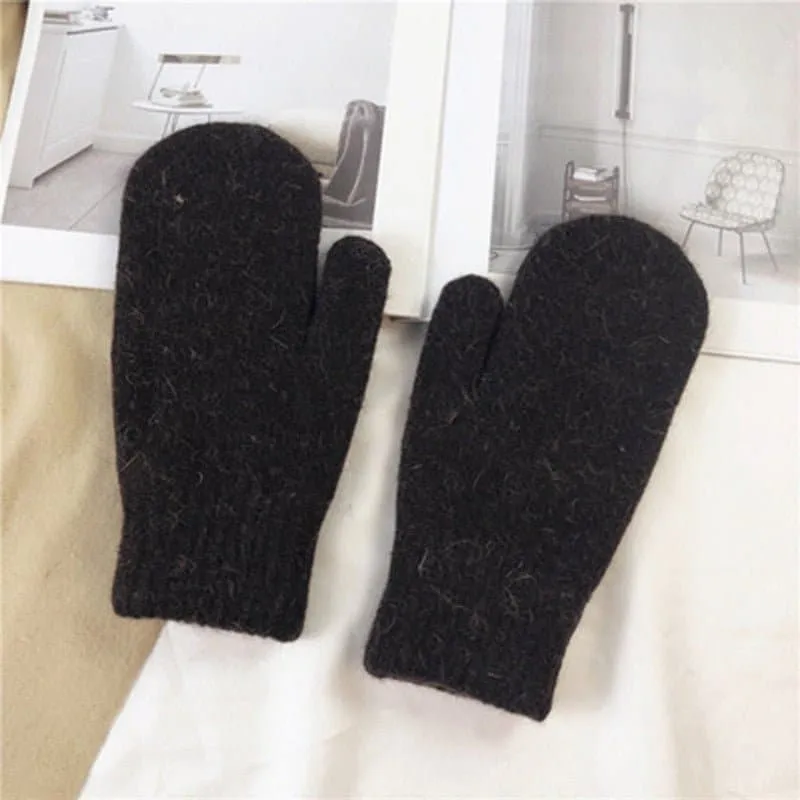 Double Layer Plush Mittens - Warm Winter Accessories for Cozy Hands