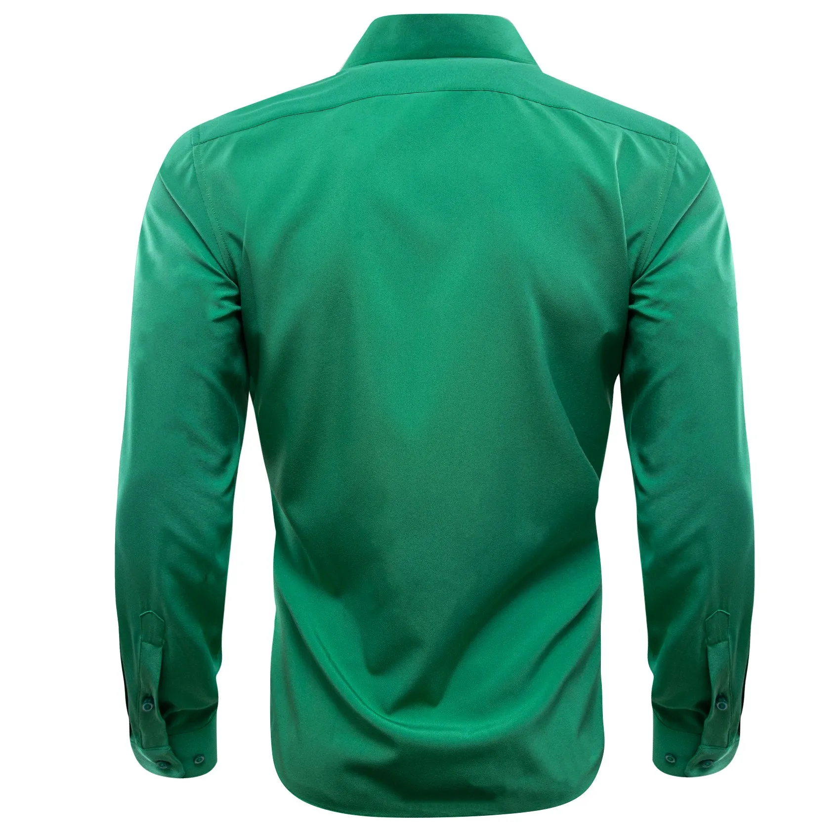 Emerald Green Solid Silk Men Long Sleeve Shirt