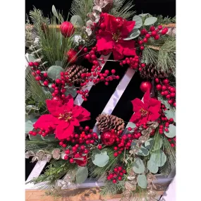 Enchante Luxury Red Poinsettia & Bauble Xl Wreath 81cm