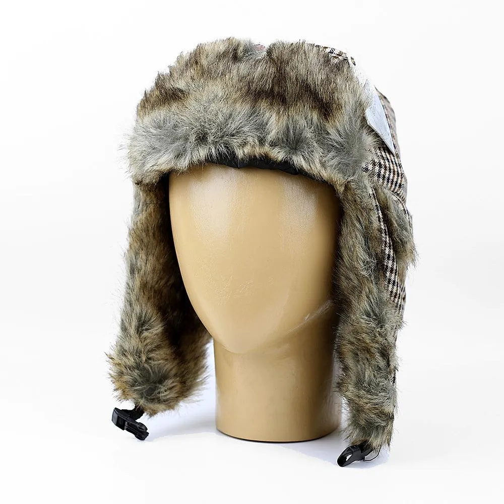 Faux Fur Ear Flap Russian Trapper Ushanka Bomber Hat