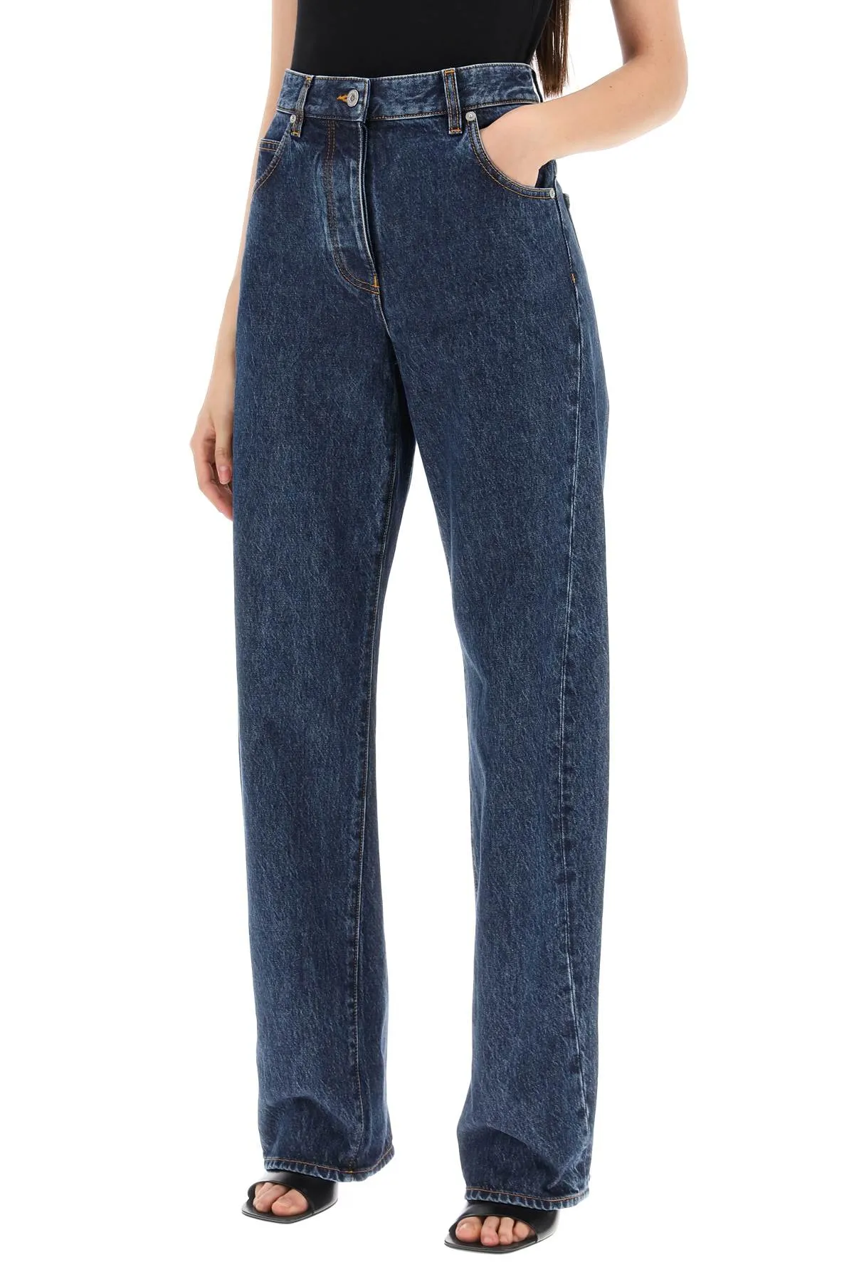 Ferragamo High-Waisted Curved Seam Jeans