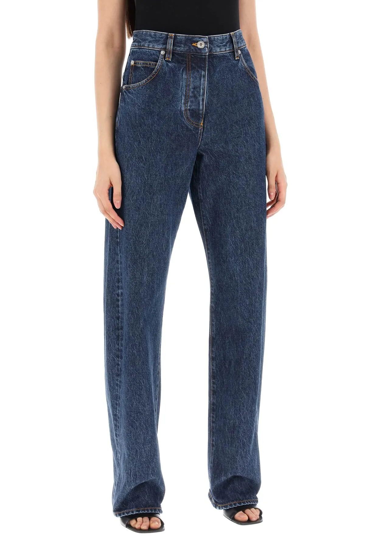 Ferragamo High-Waisted Curved Seam Jeans