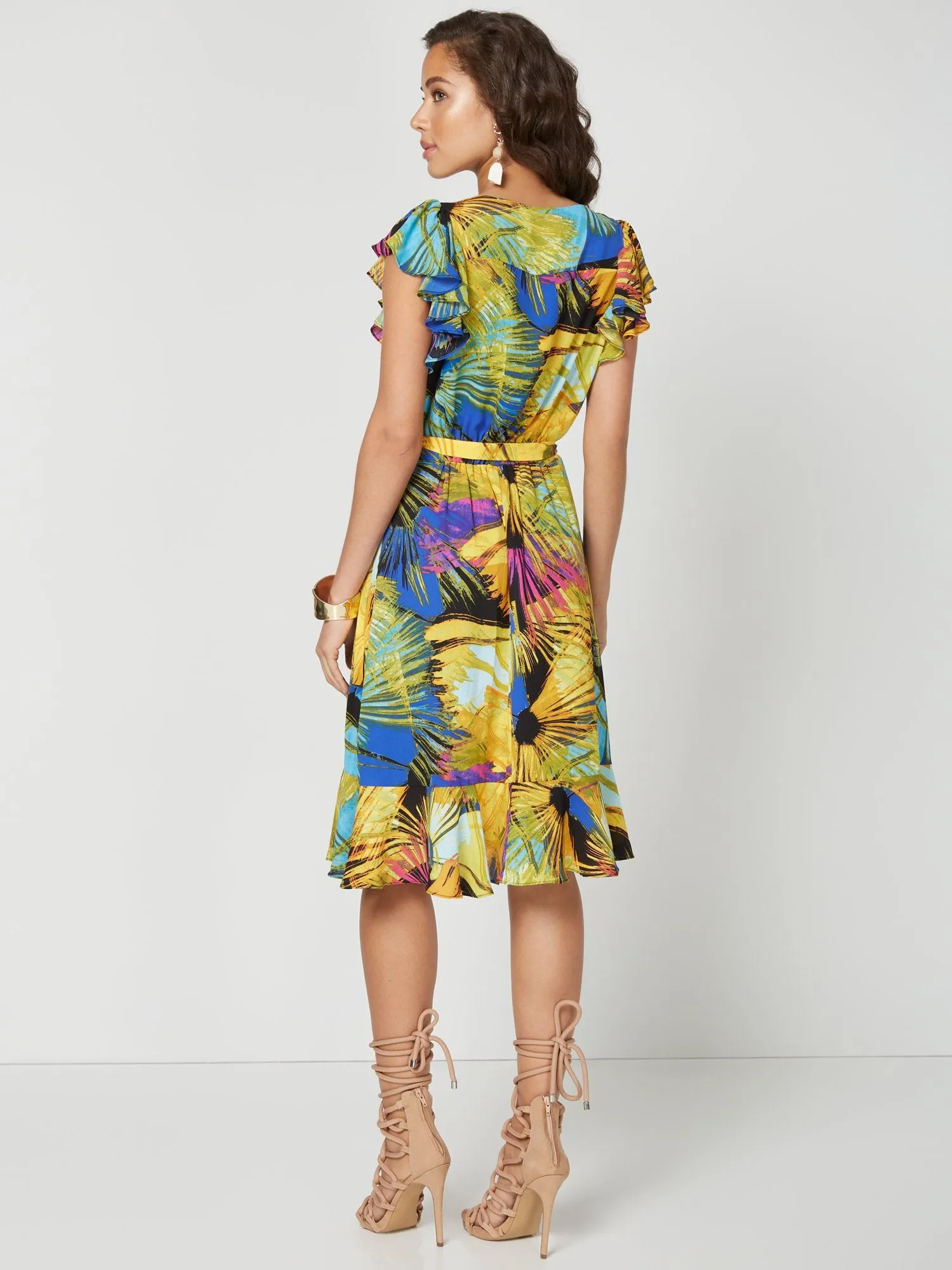 Firework-Print Wrap Dress