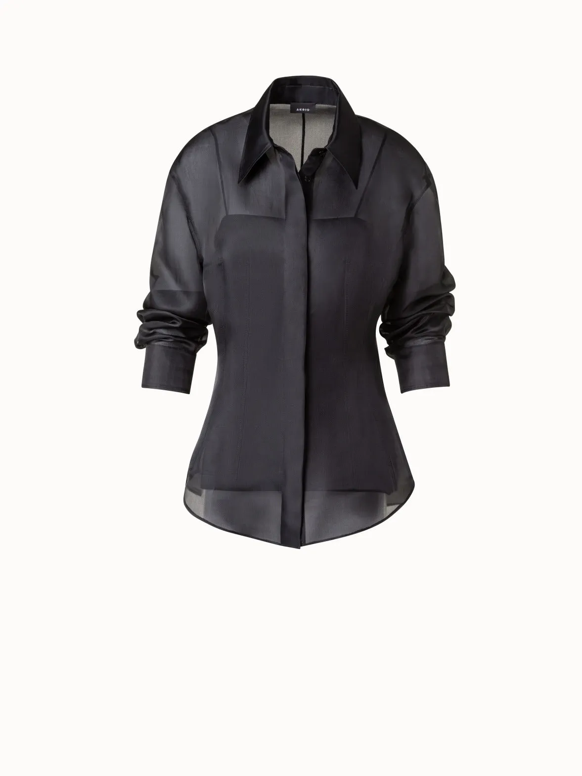 Fitted Semi-Sheer Silk Organza Blouse