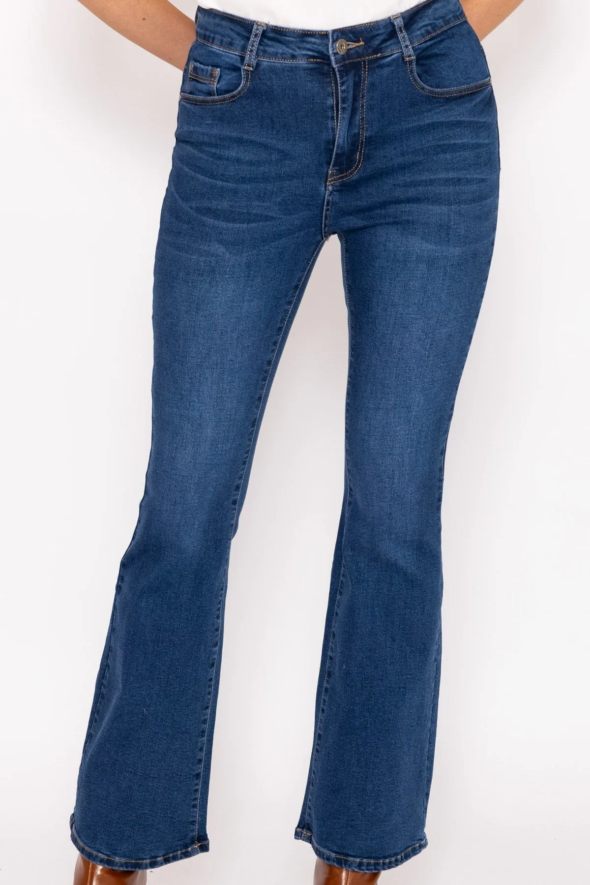 Flare Denim Jeans in Indigo