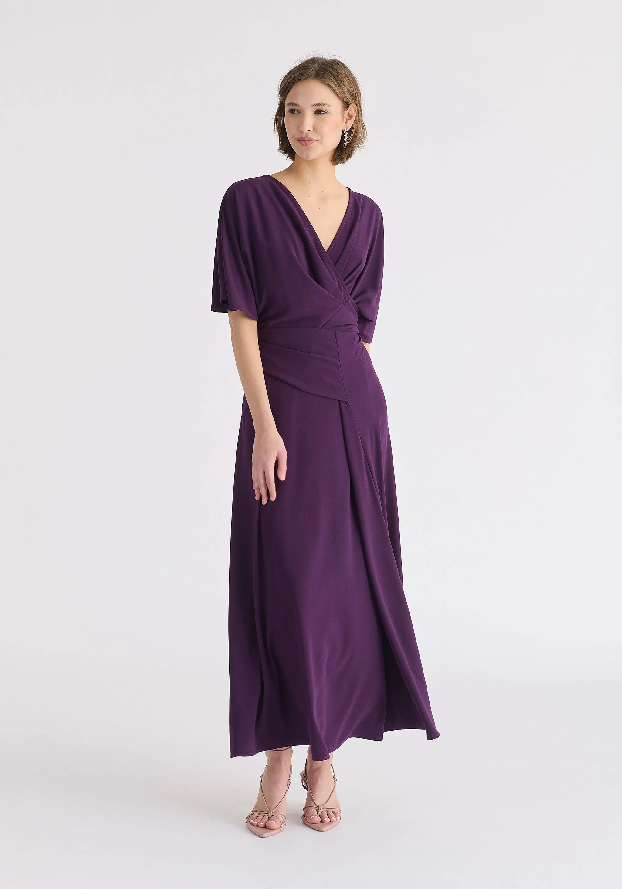 Flare Sleeves Maxi Wrap Dress