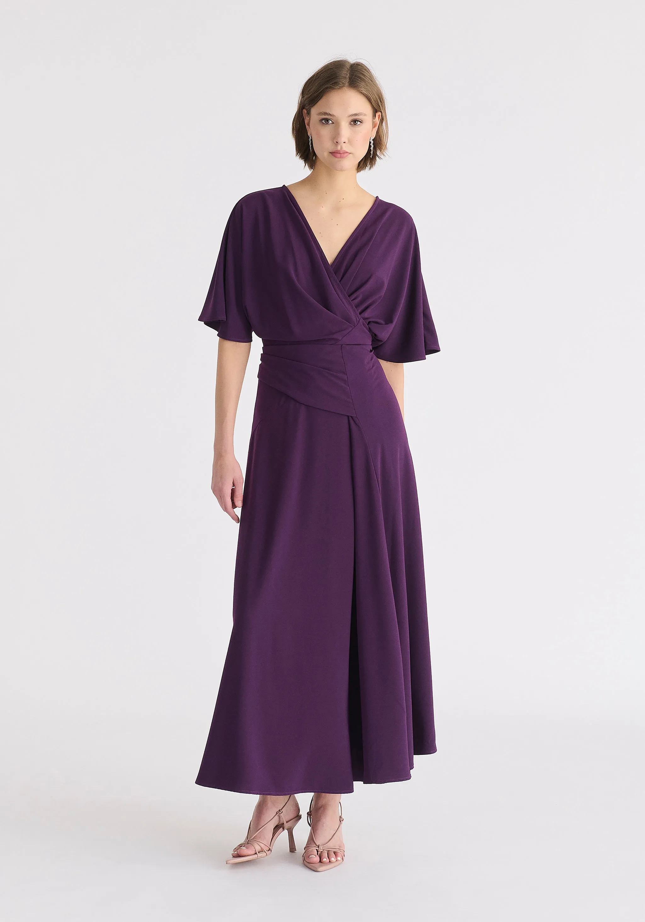 Flare Sleeves Maxi Wrap Dress