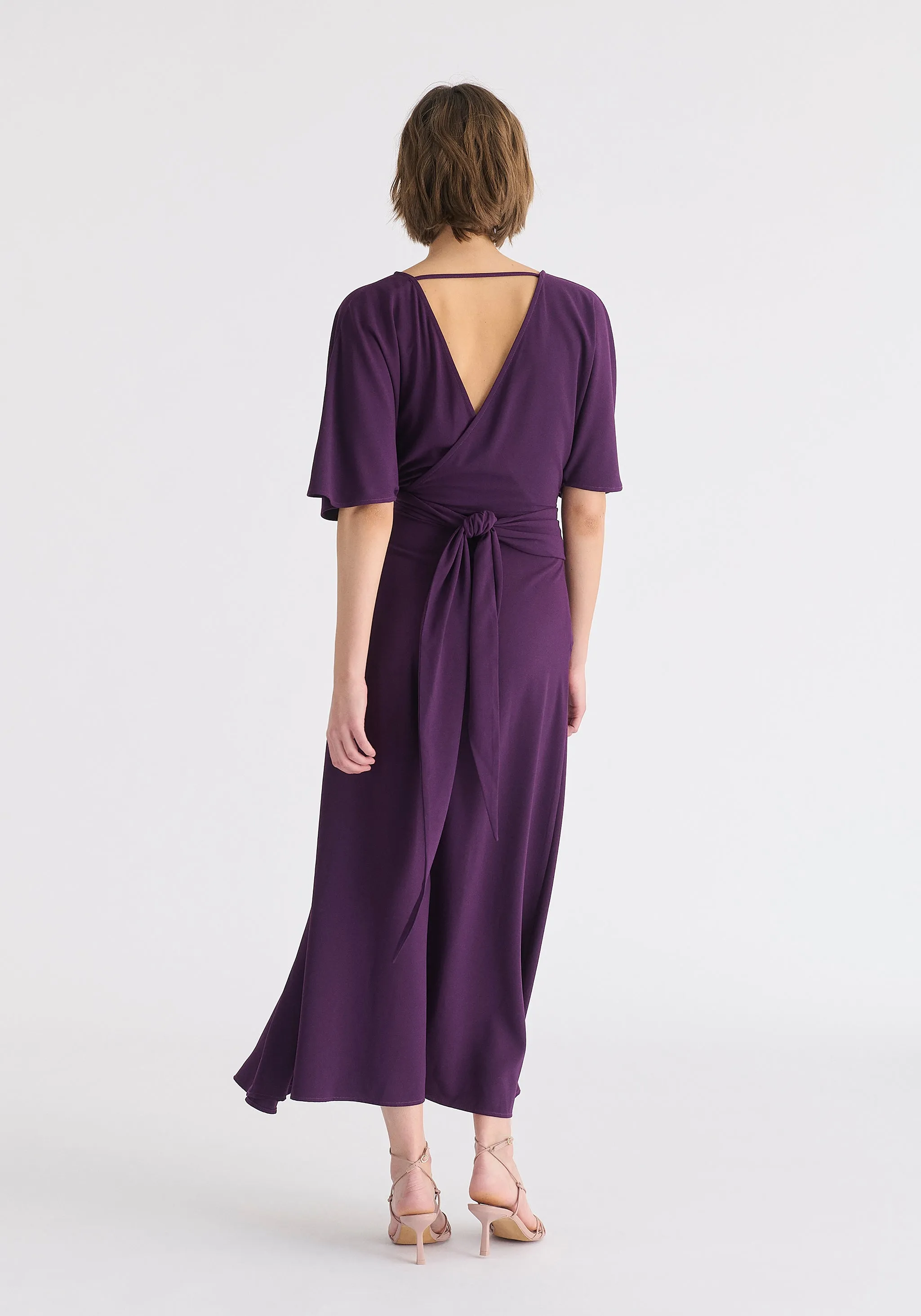 Flare Sleeves Maxi Wrap Dress