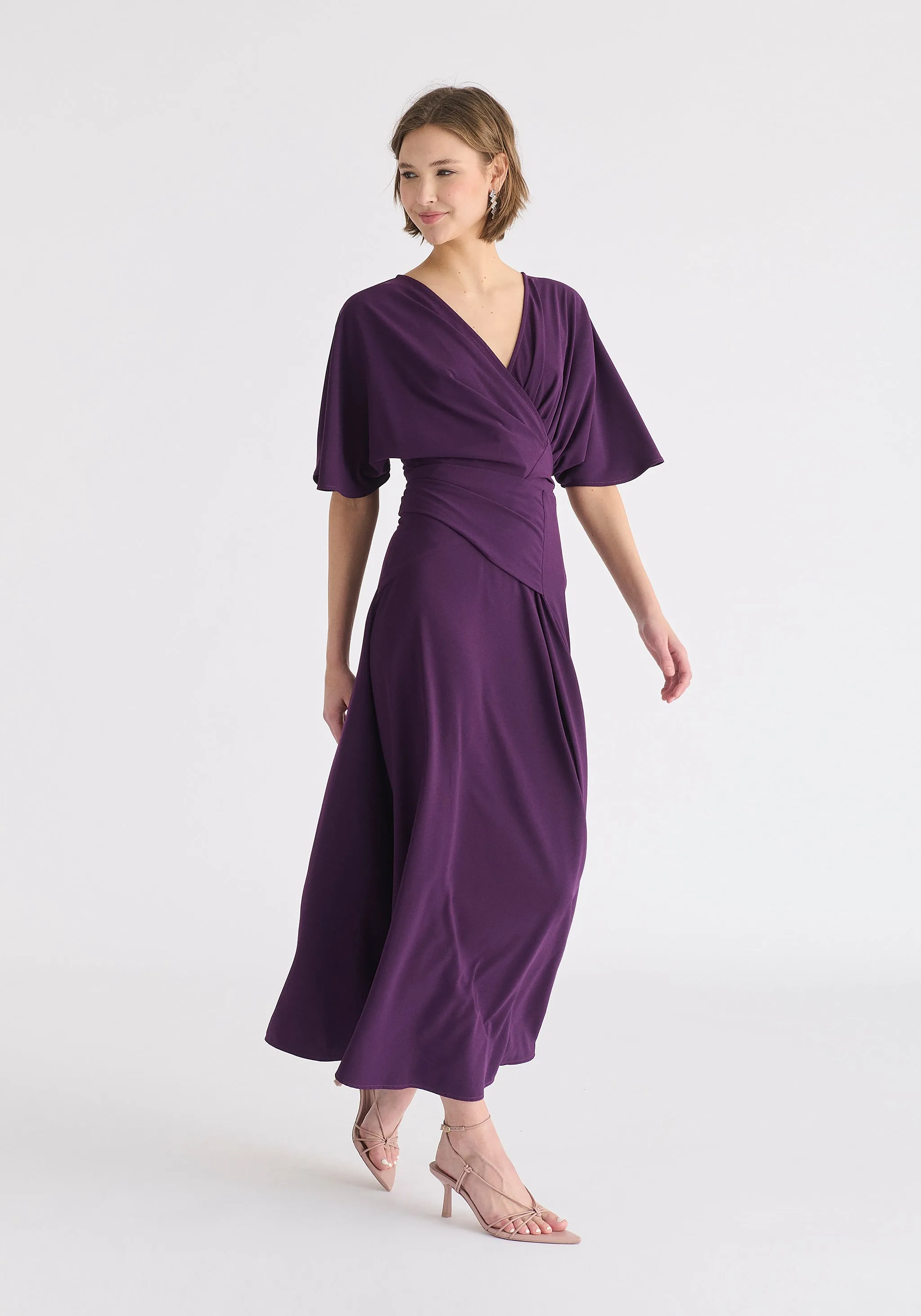 Flare Sleeves Maxi Wrap Dress