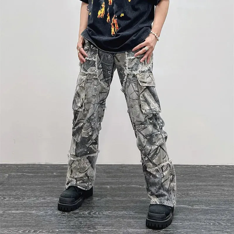 Flytonntore-Streetwear Men Outfits Tomboy Fits -Men Fall Outfits Outwear Streetwear y2k 90s Fashion 2023 Overalls Camouflage Y2K Fashion Baggy Flare Jeans Cargo Pants Men Clothing Straight Women Wide Leg Long Trousers Pantalones