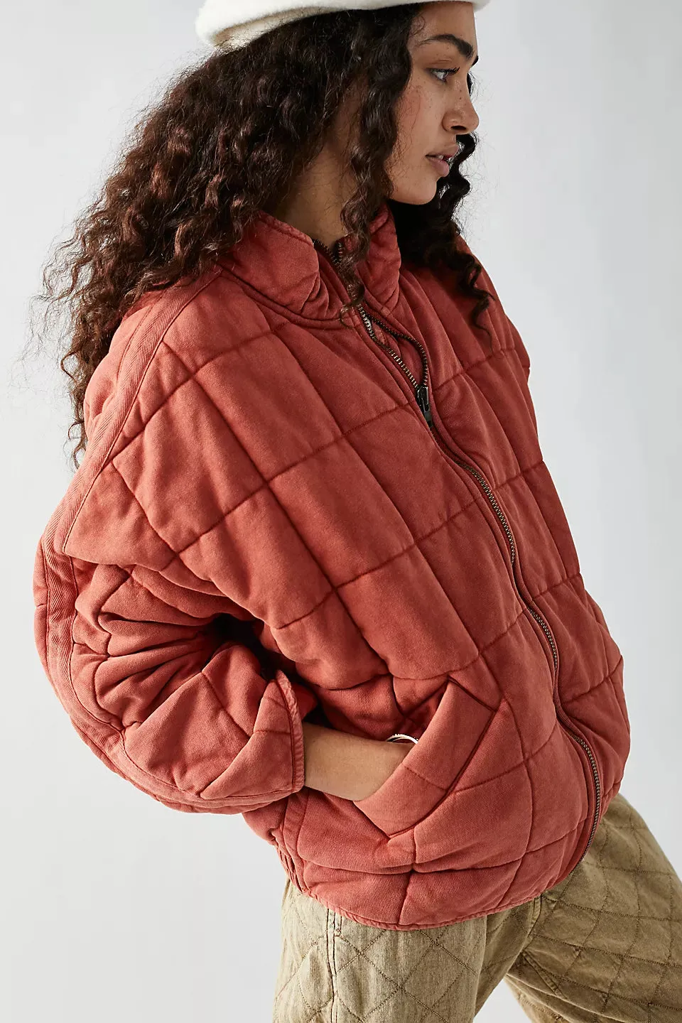 Free People Dolman Quilted Knit Jacket Top