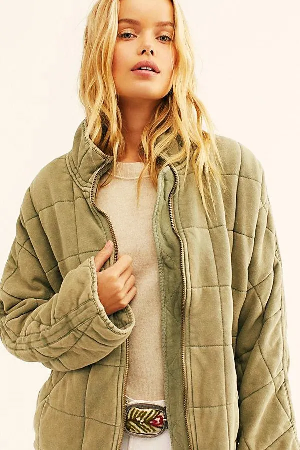 Free People Dolman Quilted Knit Jacket Top