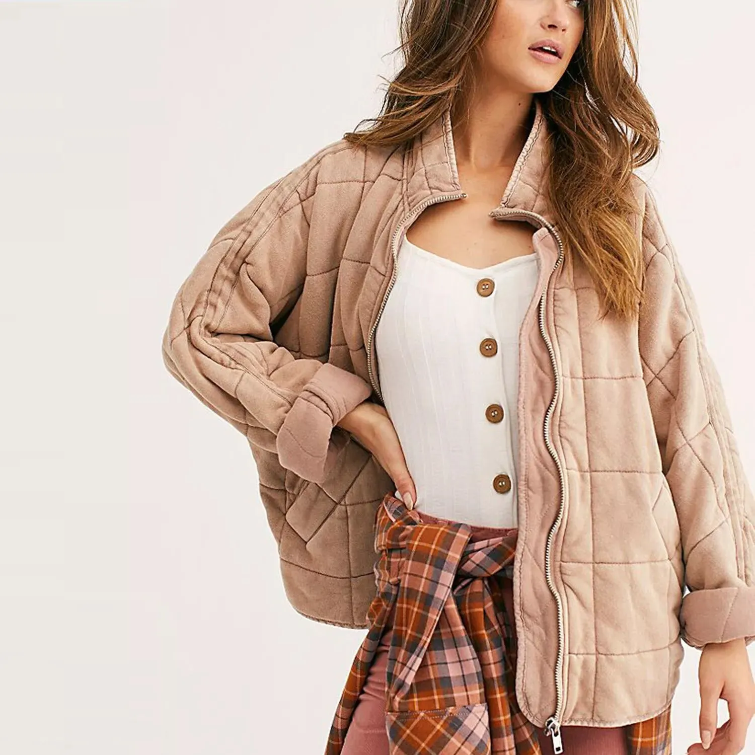 Free People Dolman Quilted Knit Jacket Top