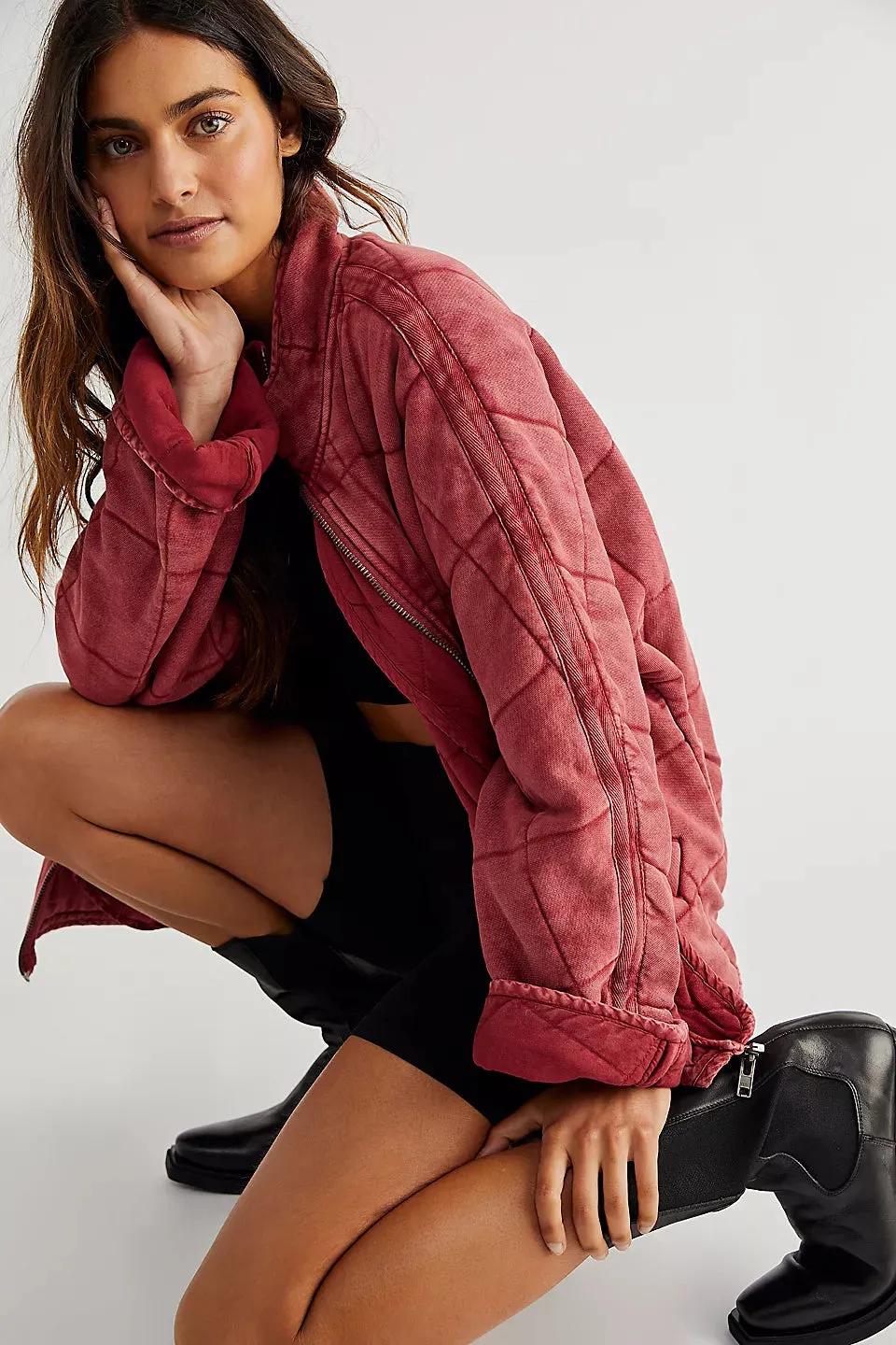 Free People Dolman Quilted Knit Jacket Top