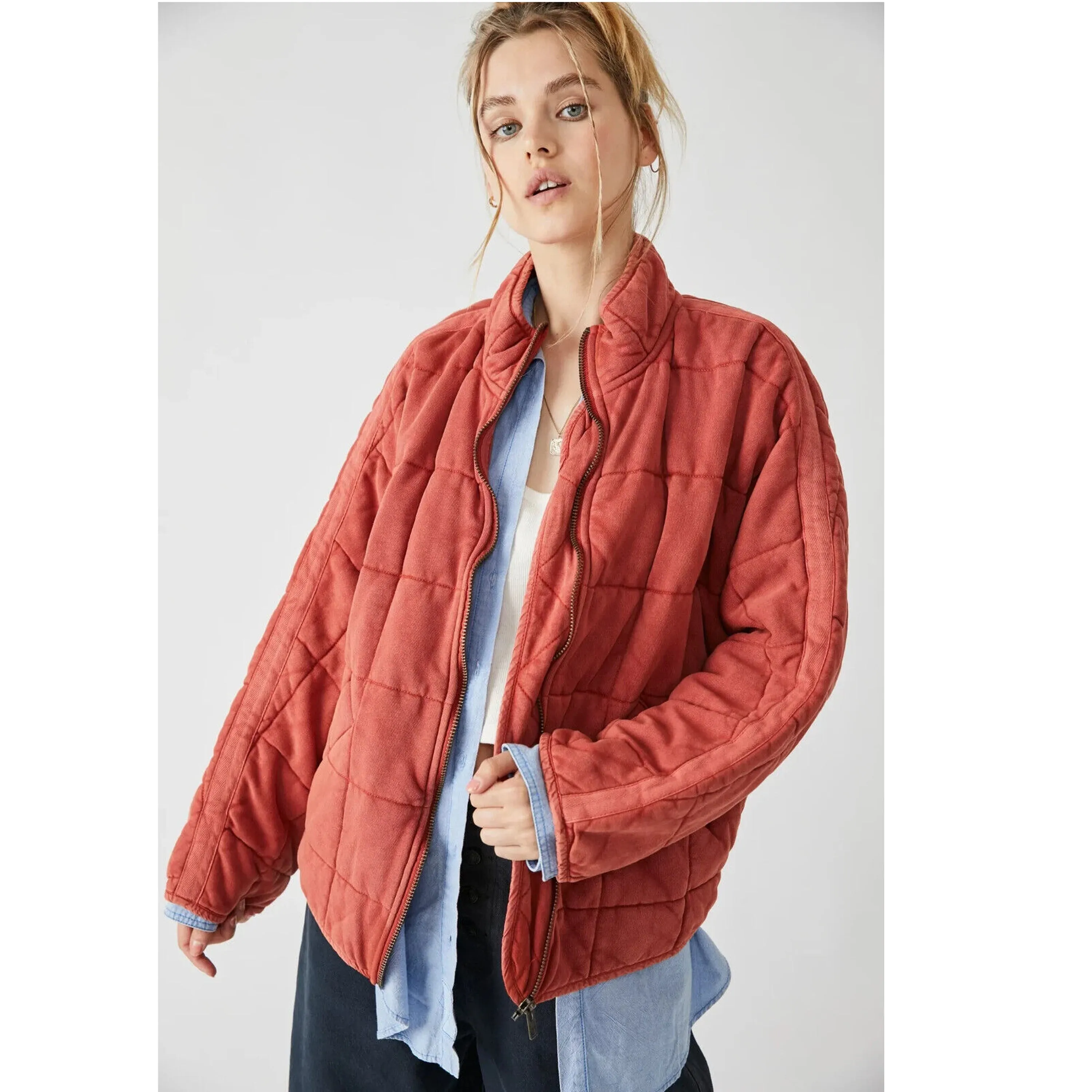 Free People Dolman Quilted Knit Jacket Top