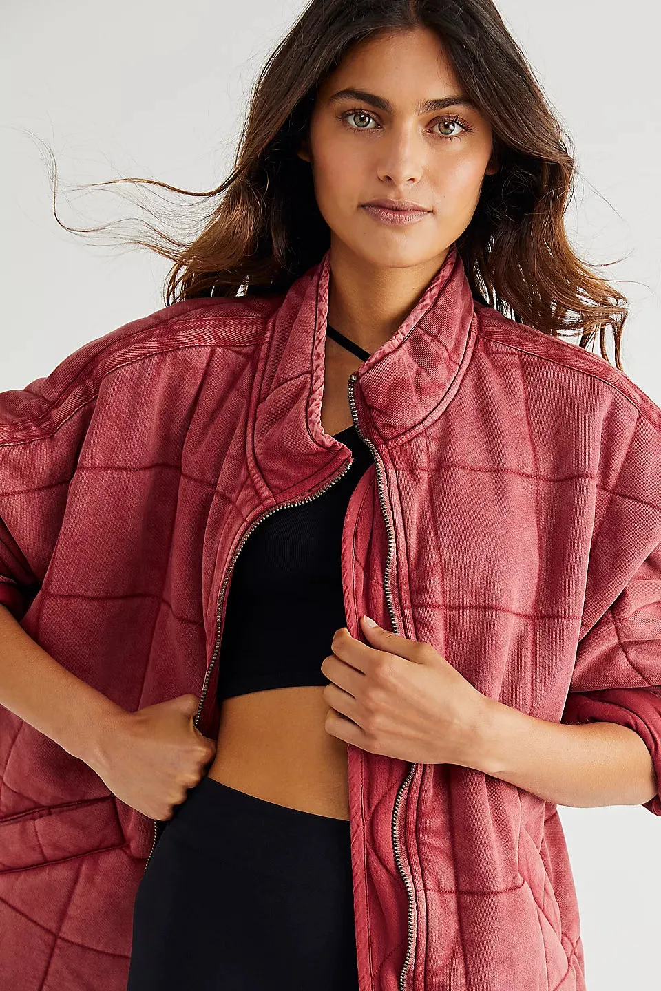 Free People Dolman Quilted Knit Jacket Top