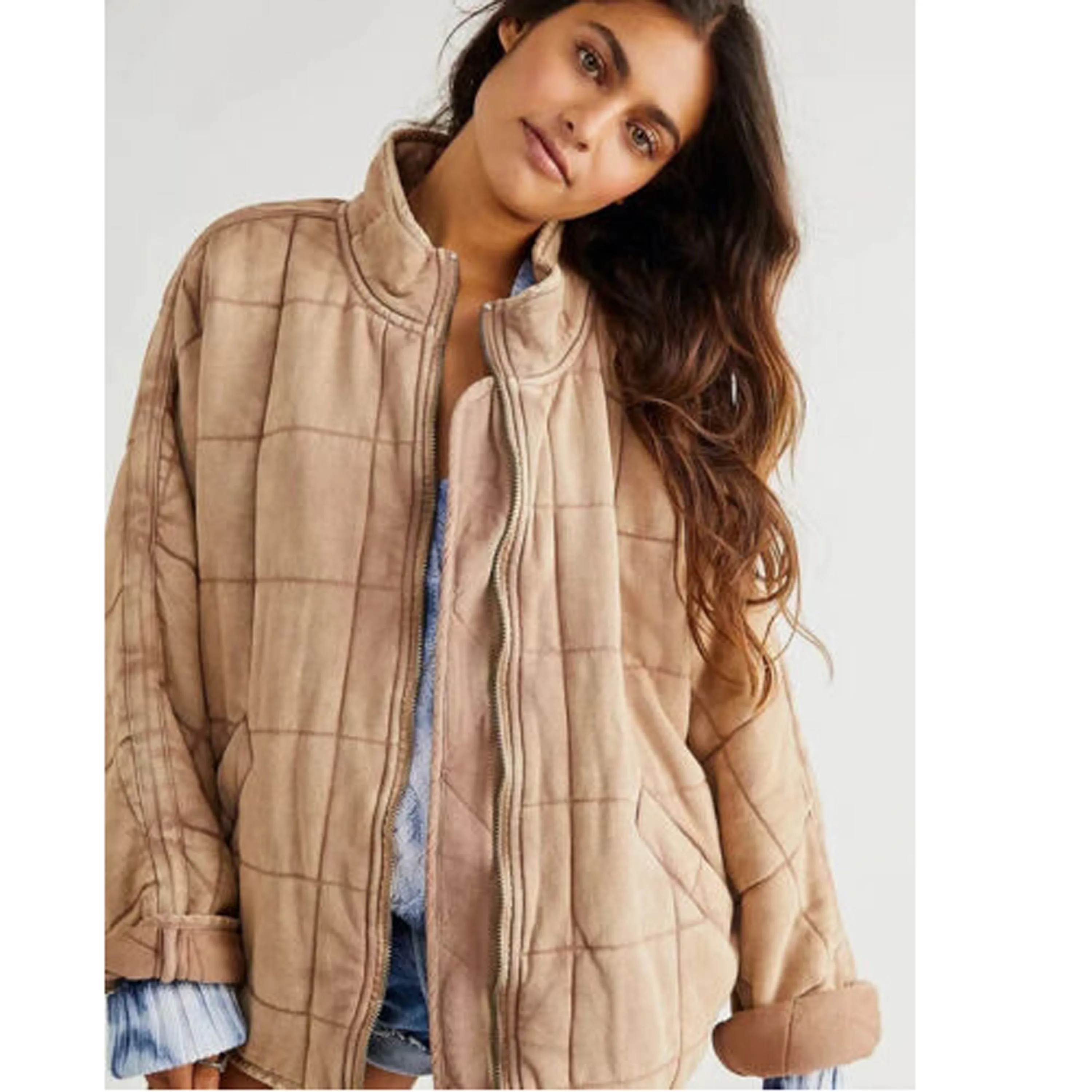 Free People Dolman Quilted Knit Jacket Top