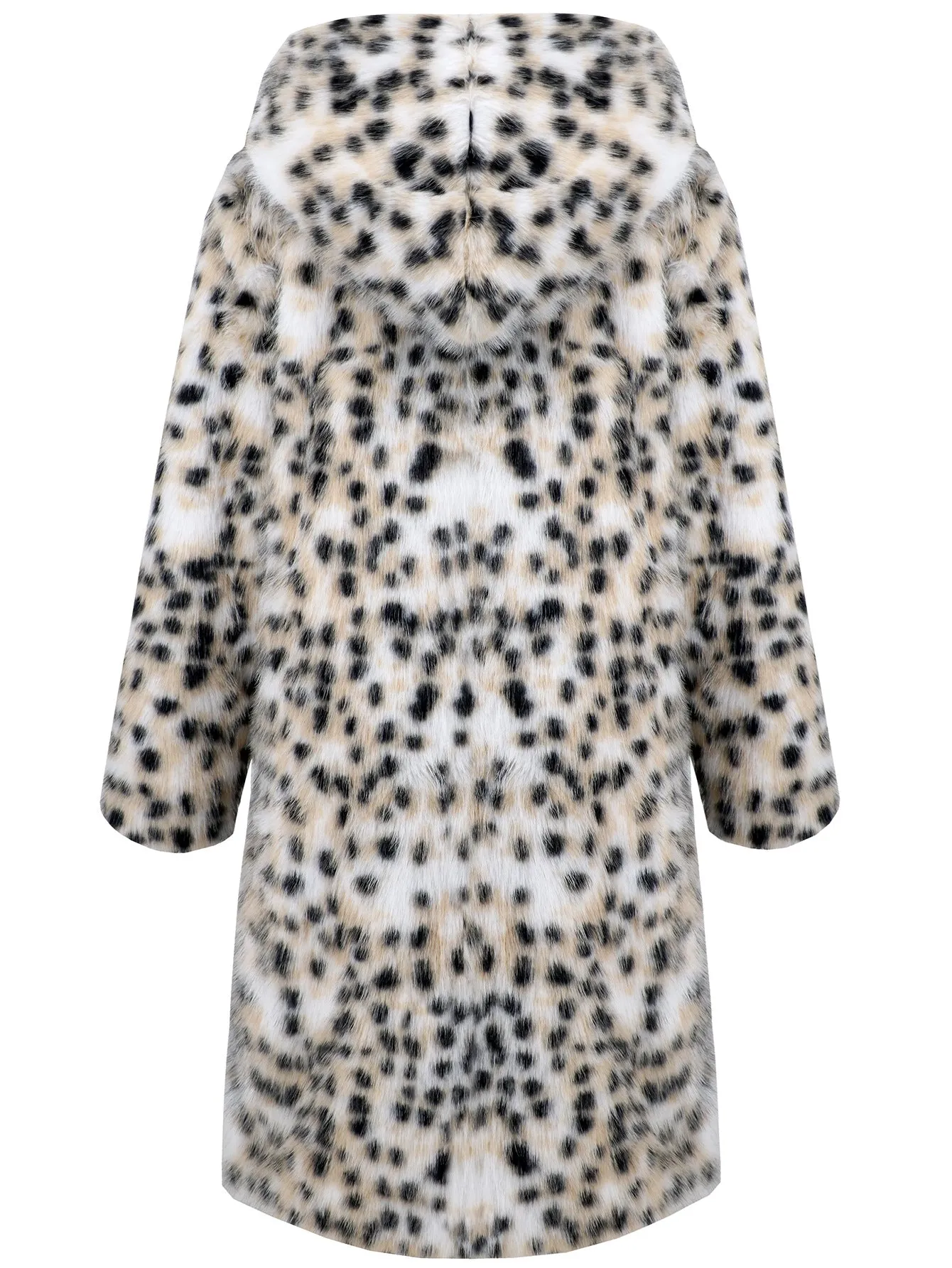 Fur Coat Winter Leopard Print Hooded Fur Long Sleeve Mid Length Warm Coat Coat Popular