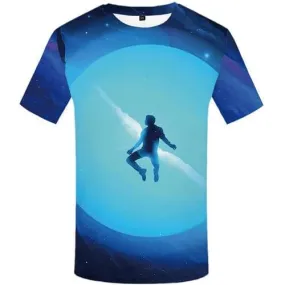 Galaxy Space T-shirt Men Character T-shirts 3d Moon Tshirt Printed Nebula Tshirts Novelty Blue Shirt Print Short Sleeve Fashion