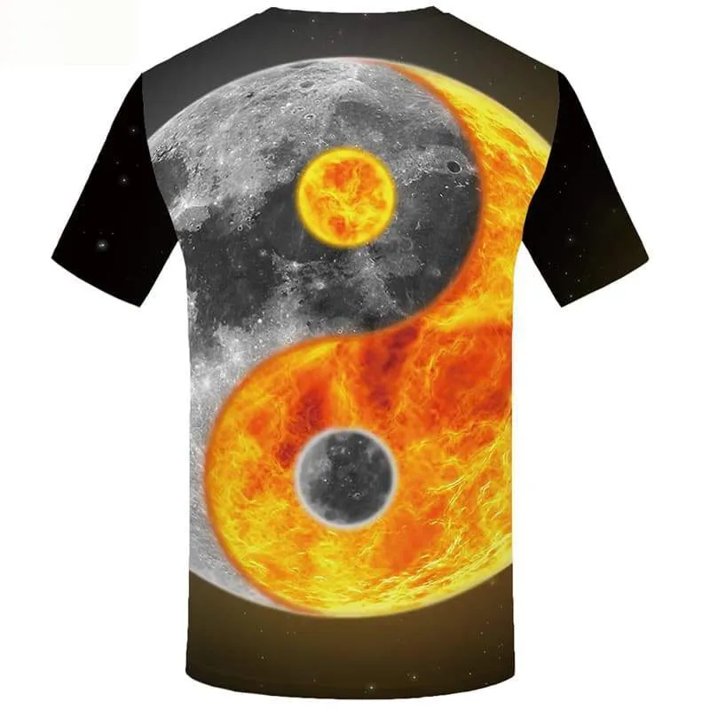 Galaxy Space T shirts Men Yinyang Tshirts Novelty Moon Tshirt Anime Short Sleeve