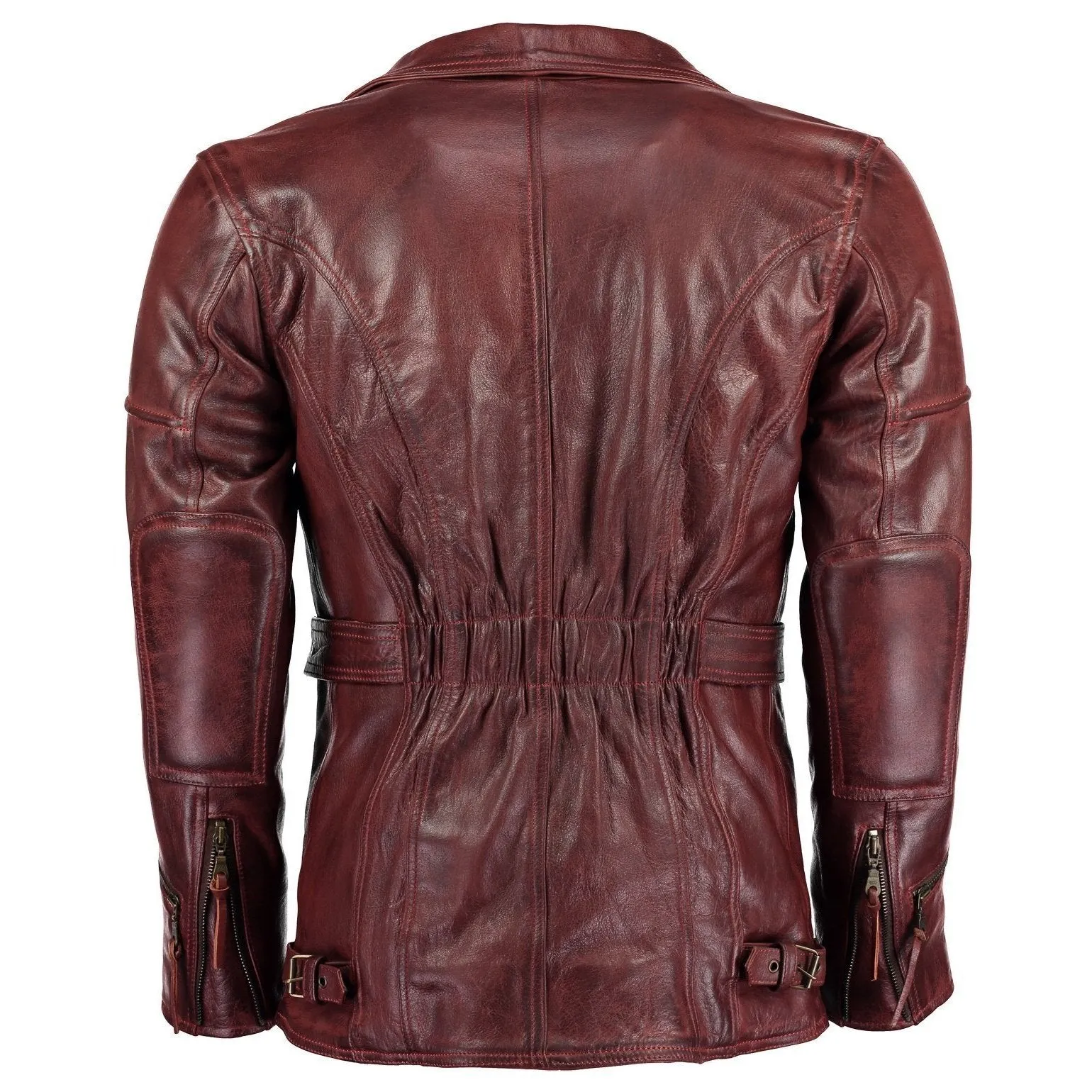 Gallanto 3/4 Red Distressed Eddie Biker Leather Jacket Motorcycle