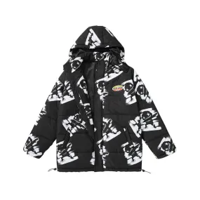 【GENANX2024NEW】Printed detachable hat white down couple down jacket