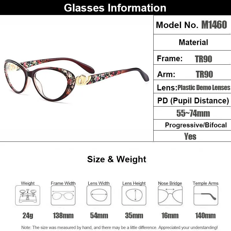 Gmei Women's Eyeglasses Ultra-Light Plastic Ttitanium Tr90 Cat Eye M1460