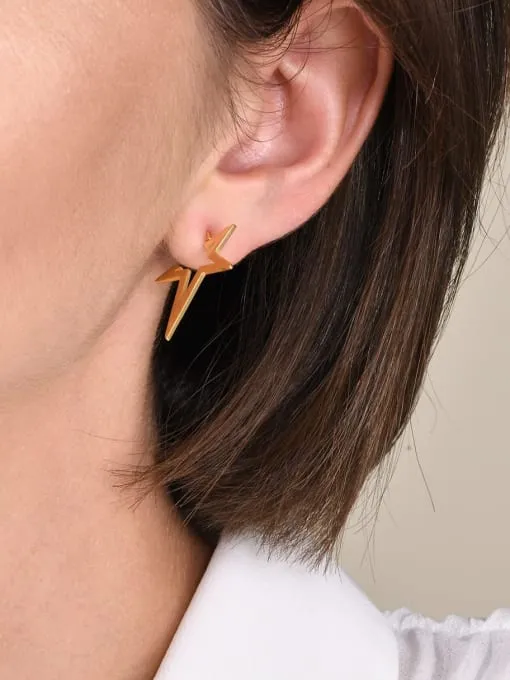 Gold Star Spike Earrings, 18K Gold Plated